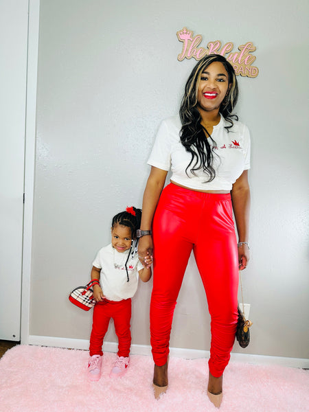 Red Vegan Leather Pants (Mommy & Me) (RTS)